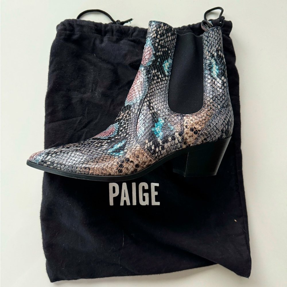 Paige Willa Snake Embossed Chelsea Booties